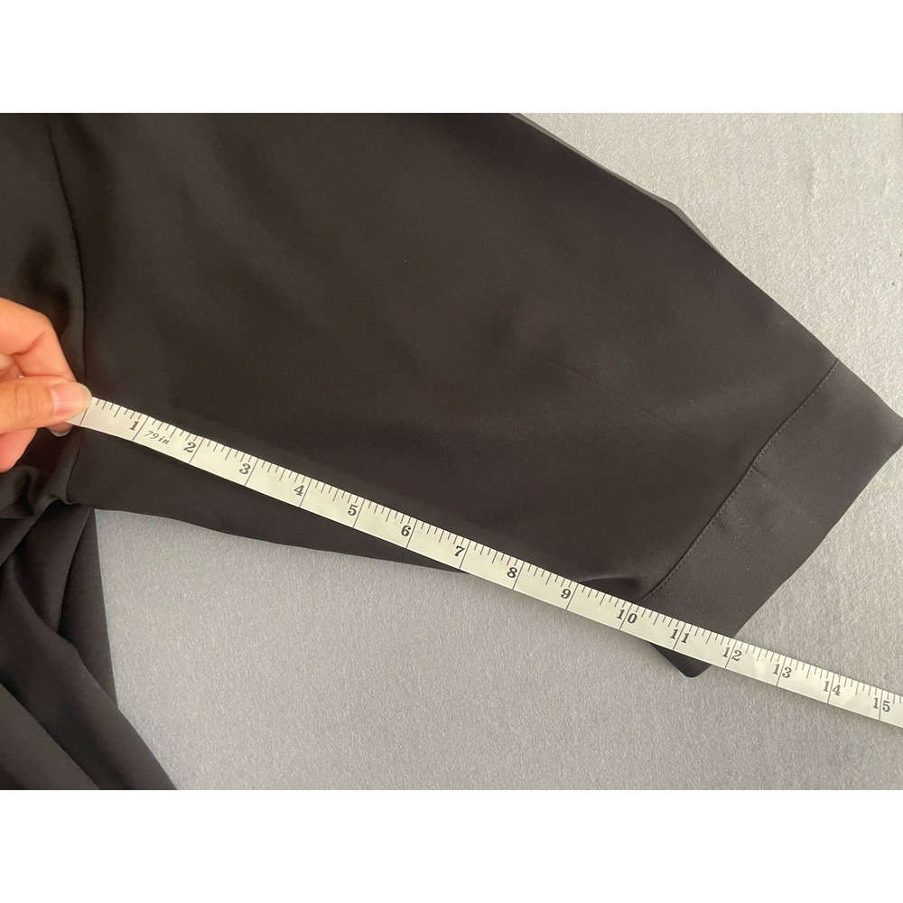 Lands End Women 3X Black Blouse‎ Split V Neck 3/4 Pullover Classic Minimal Poly - Picture 9 of 11